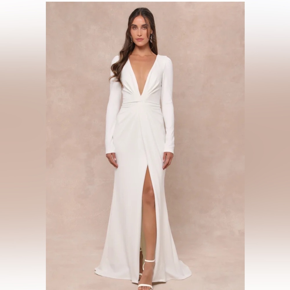 Stunning Romance White Long Sleeve Mermaid Maxi Dress